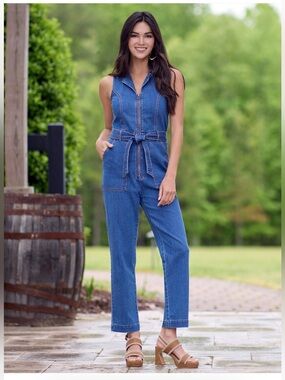 NWT Cato Denim Sleeveless Jumpsuit - Indigo Blue